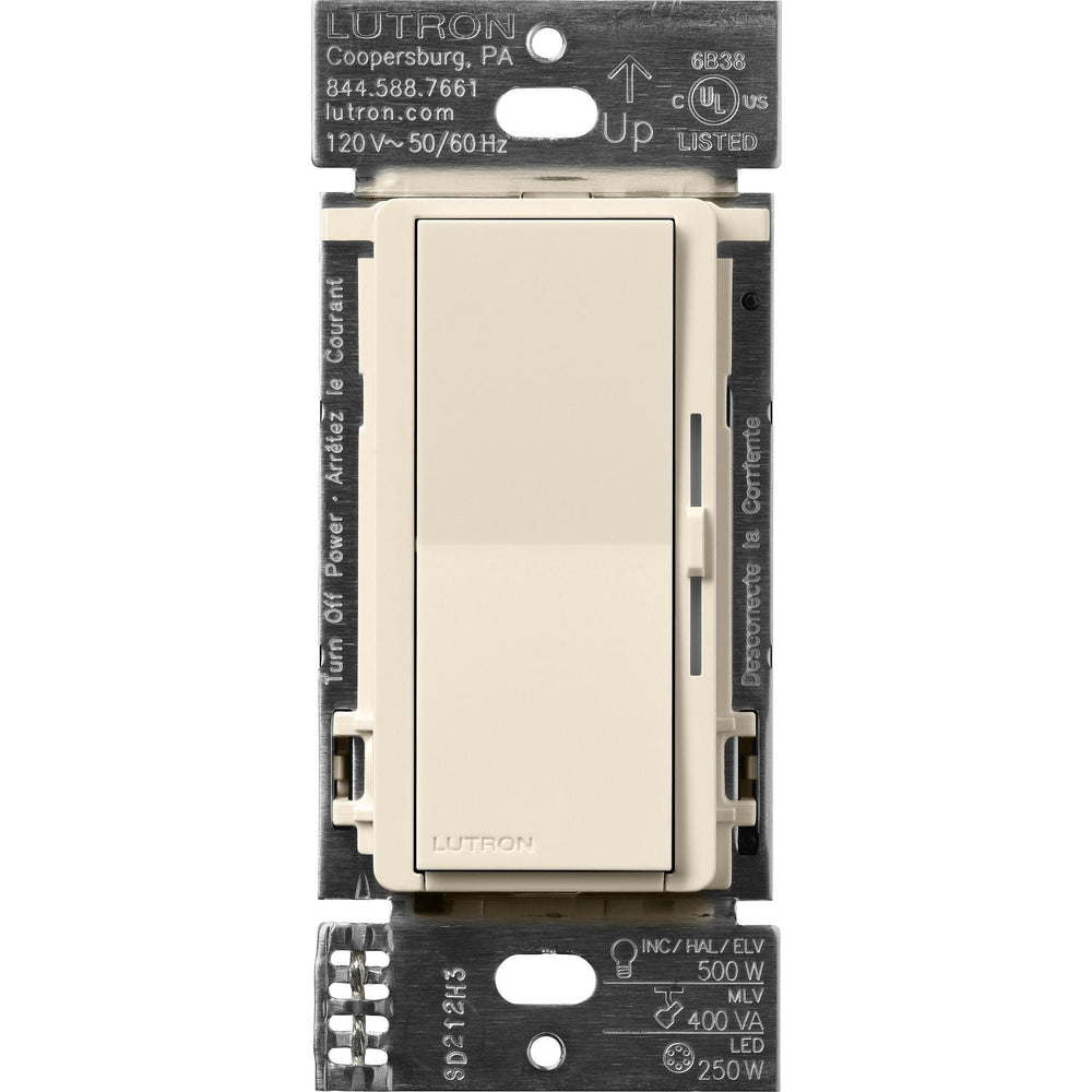 Lutron Diva Smart ELV+ Dimmer Switch for Caseta Systems, Phase Selectable, 250W LED/400VA MLV/500W ELV, Neutral Required, 120V, DVRF-5NE-LA, Light Almond