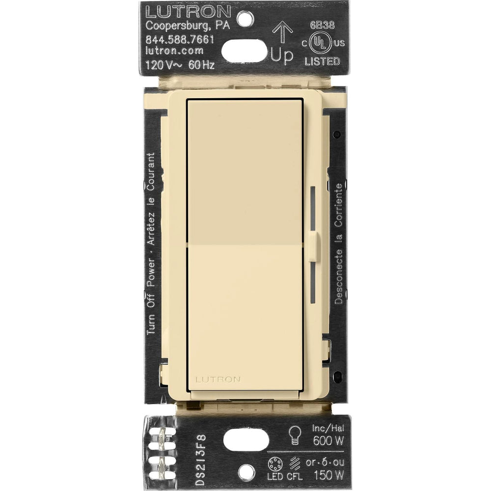 Lutron Diva Smart Dimmer Switch for Caseta, 150W LED, Single Pole, No Neutral Required, 120V, DVRF-6L-IV, Ivory