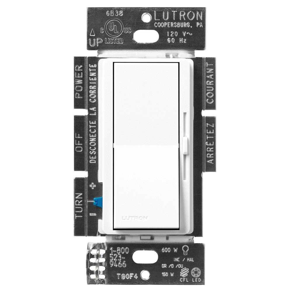 Lutron Diva LED+ Dimmer Switch, 150W LED, Single Pole/3-Way, No Neutral Required, 120V, DVSCCL-153P-BW. Brilliant White