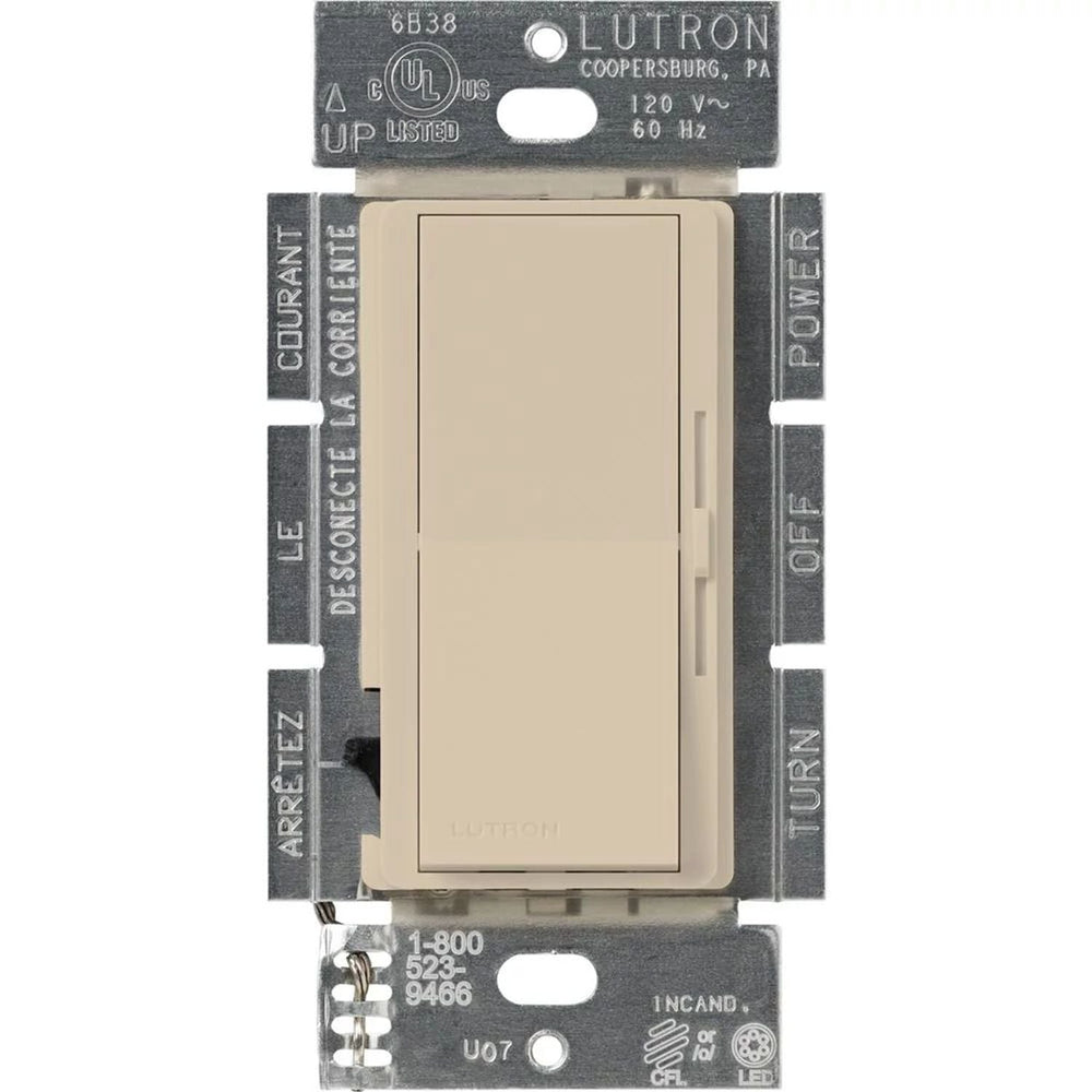 Lutron Diva LED+ Dimmer Switch, 250W LED, Single Pole/3-Way, No Neutral Required, 120V, DVSCCL-253P-TP, Taupe