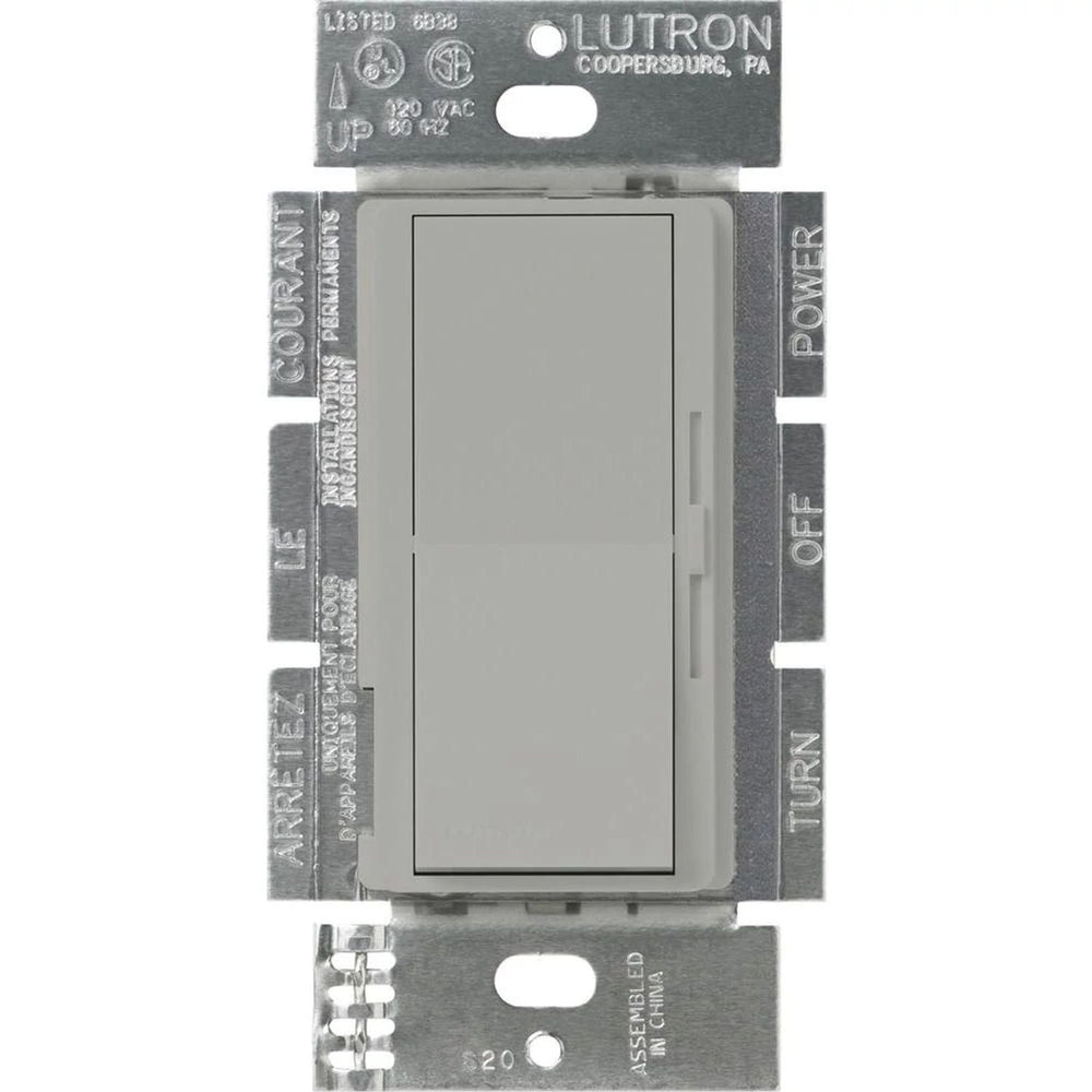 Lutron Diva 0-10V Dimmer Switch, 8A, 50mA Sink, Single-Pole/3-Way, No Neutral Required, 120V, DVSTV-GR, Gray