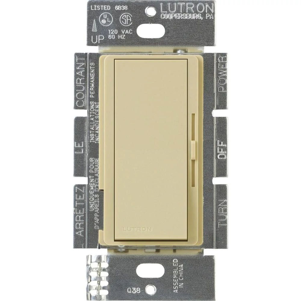 Lutron Diva 0-10V Dimmer Switch, 8A, 50mA Sink, Single-Pole/3-Way, No Neutral Required, 120V, DVSTV-IV, Ivory