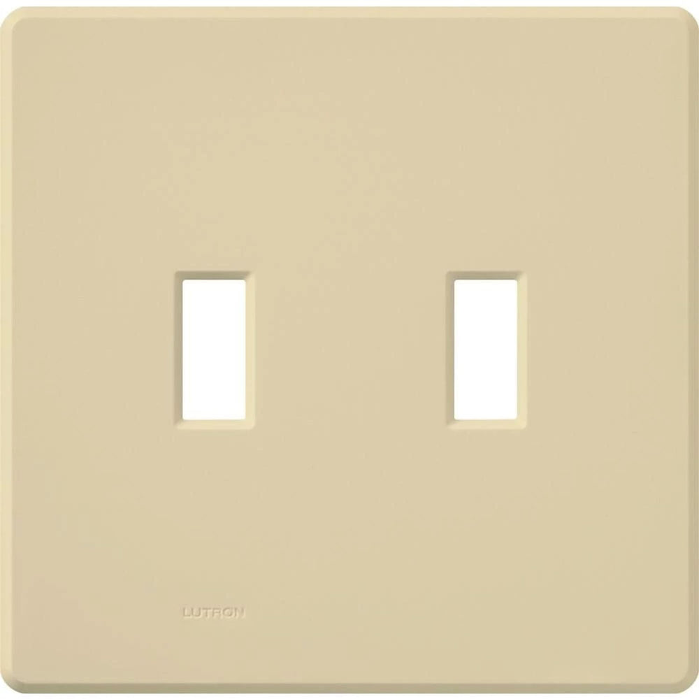 Lutron Fassada 2 Gang Wall Plate for Traditional Style Dimmers or Switches, Gloss Finish, FG-2-IV, Ivory