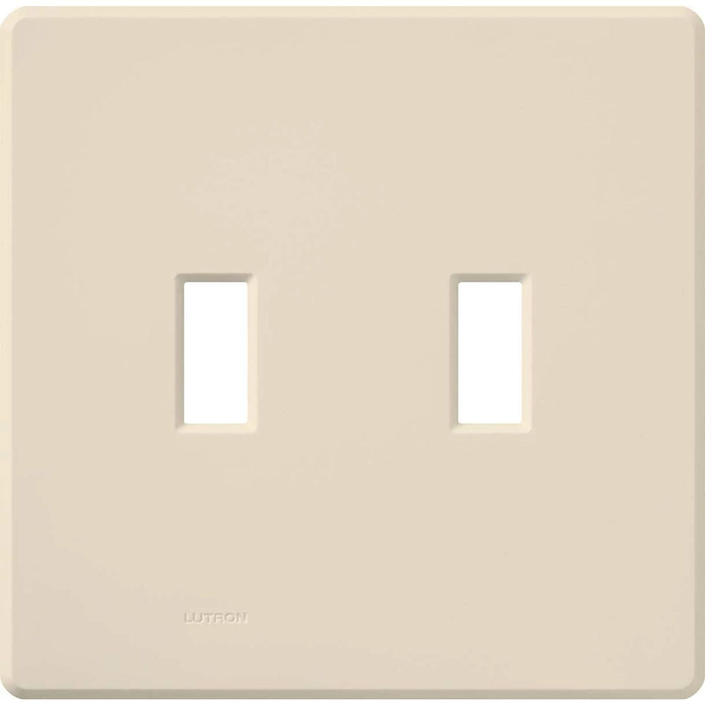 Lutron Fassada 2 Gang Wall Plate for Traditional Style Dimmers or Switches, Gloss Finish, FG-2-LA, Light Almond