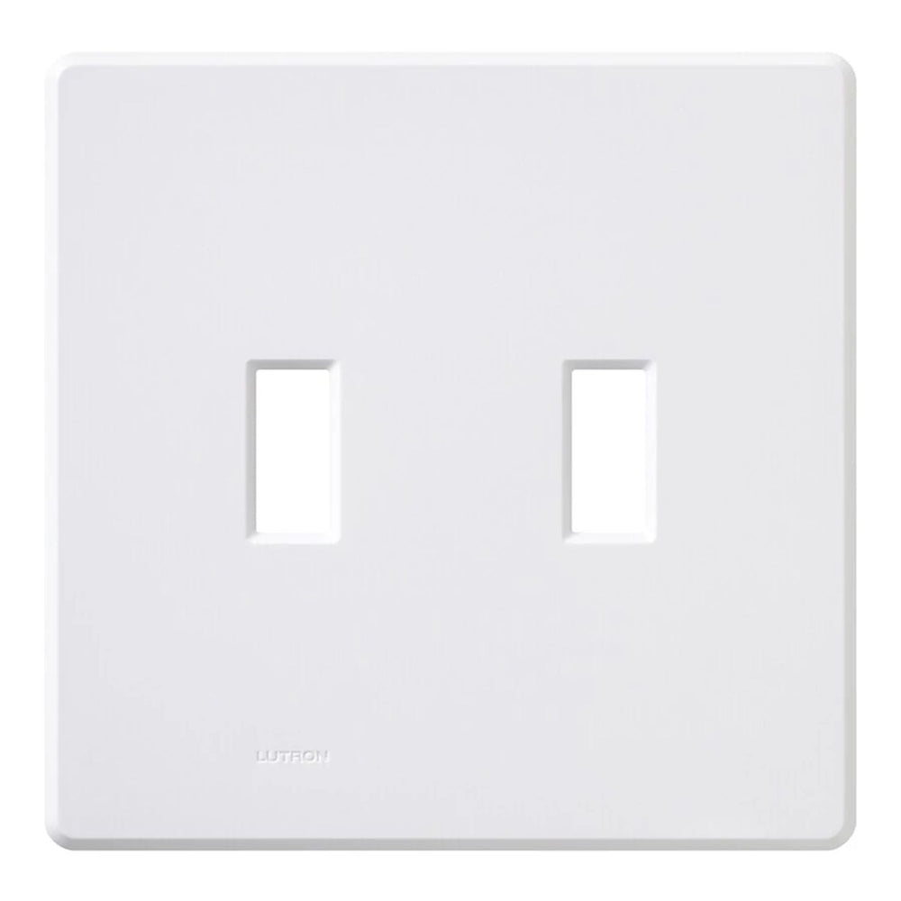 Lutron Fassada 2 Gang Wall Plate for Traditional Style Dimmers or Switches, Gloss Finish, FG-2-WH, White
