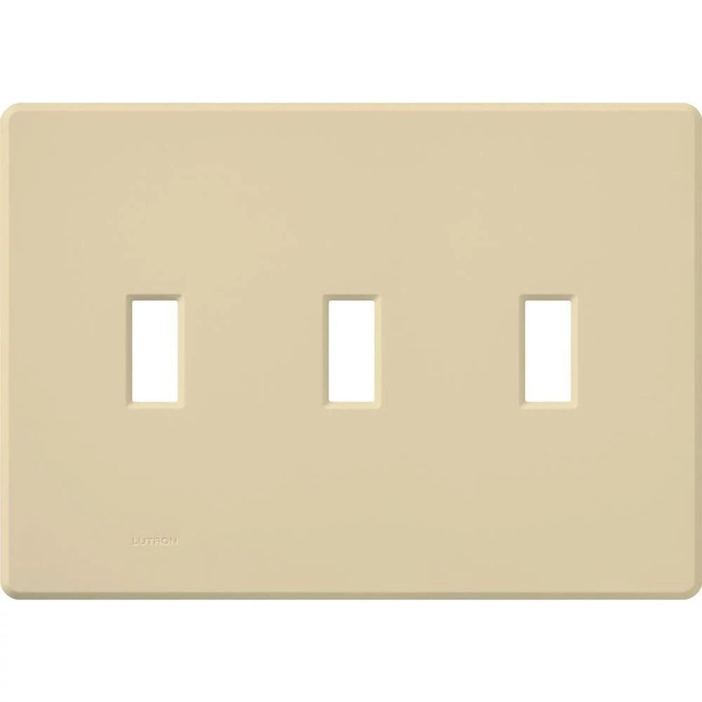 Lutron Fassada 3 Gang Wall Plate for Traditional Style Dimmers or Switches, Gloss Finish, FG-3-IV, Ivory
