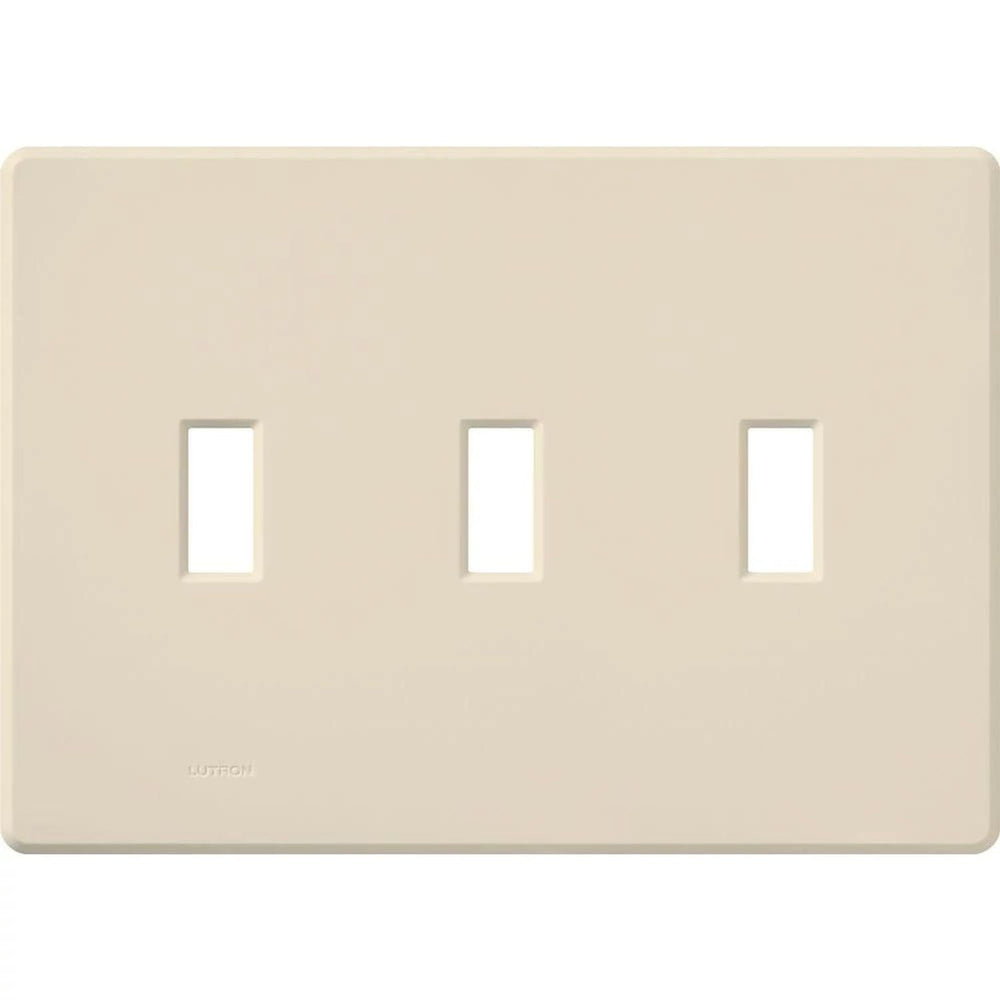 Lutron Fassada 3 Gang Wall Plate for Traditional Style Dimmers or Switches, Gloss Finish, FG-3-LA, Light Almond