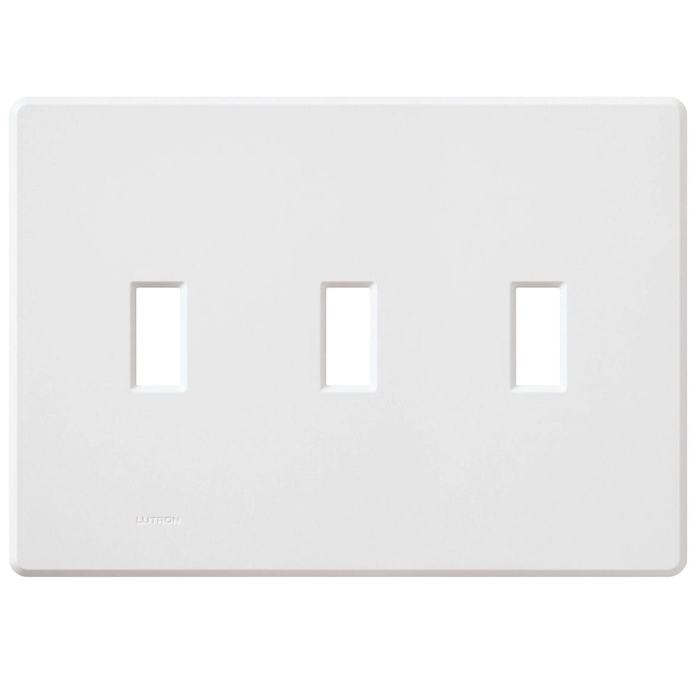 Lutron Fassada 3 Gang Wall Plate for Traditional Style Dimmers or Switches, Gloss Finish, FG-3-WH, White
