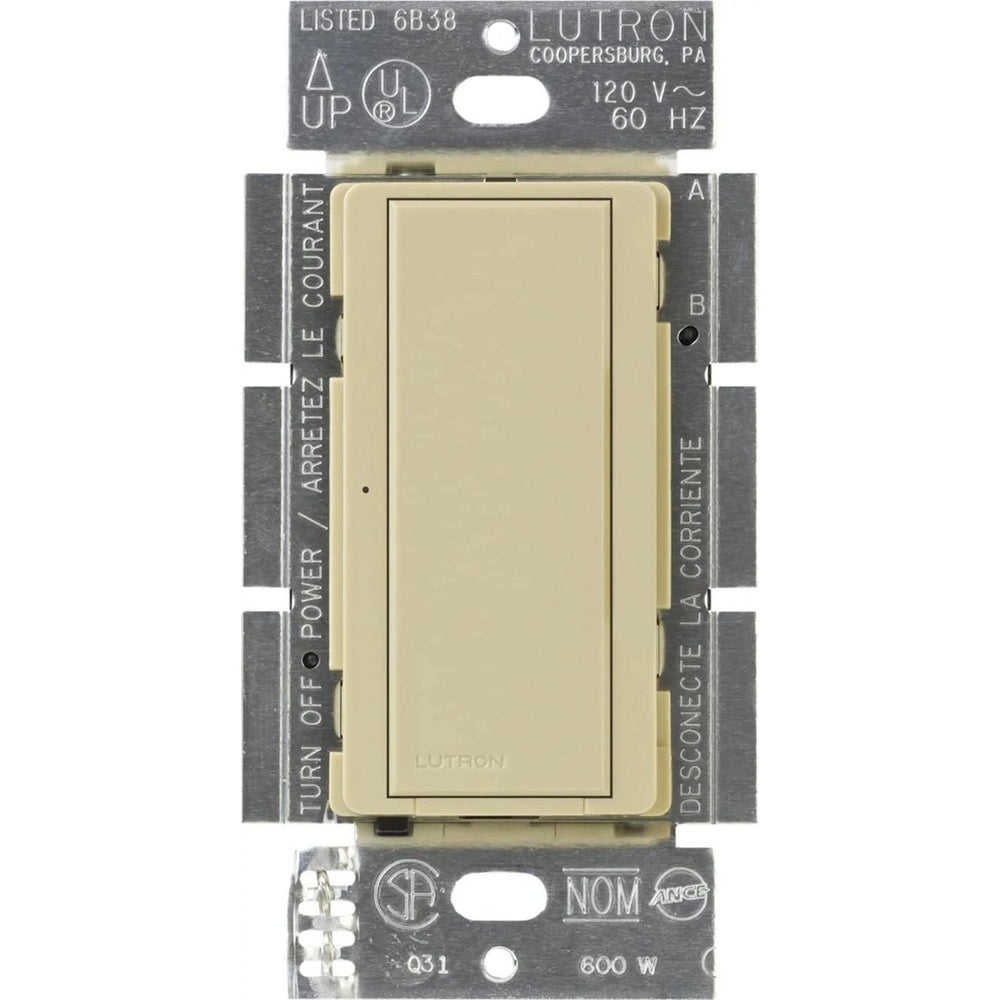 Lutron Maestro 8A Electronic Switch, Neutral Required, 950W Lighting/3A Fan, 120V, Single Pole/3-Way, MA-S8AM-XX / MSC-S8AM-IV, Ivory
