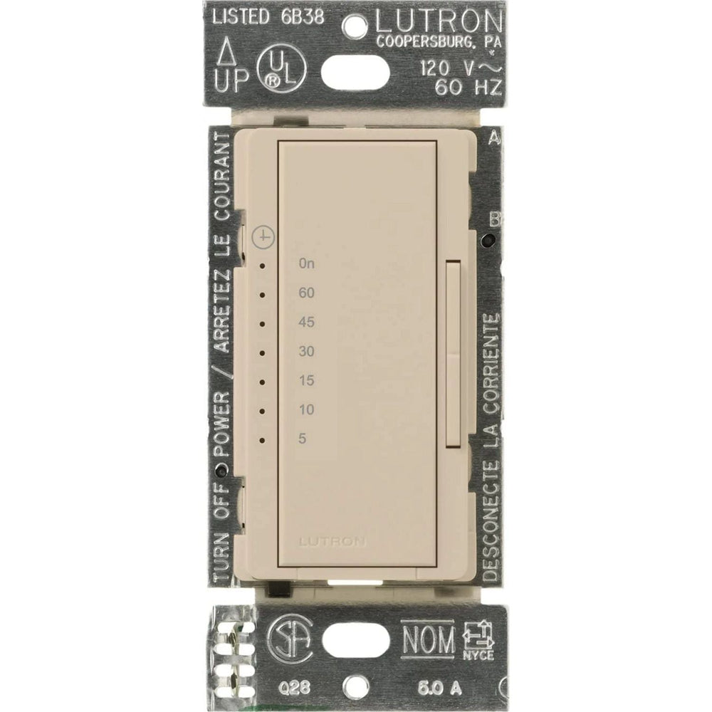 Lutron Maestro Countdown Timer Switch for Fans and Lights, Neutral Required, 150W LED, 3A Fan, Single-Pole/Multi-Location, MA-T51MN-TP, Taupe