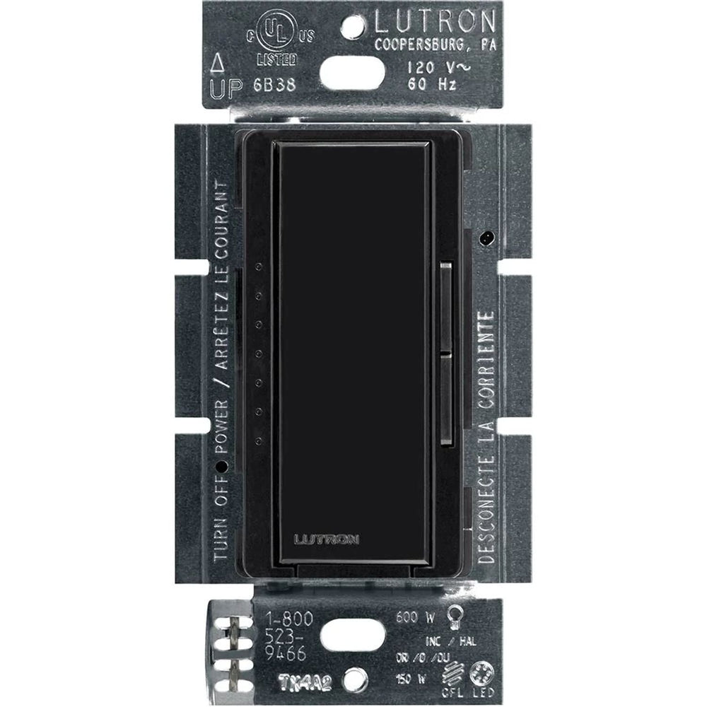 Lutron Maestro LED+ Dimmer Switch, 150W LED, Single Pole/Multi-Location, No Neutral Required,120V, MACL-153MH-BL, Black