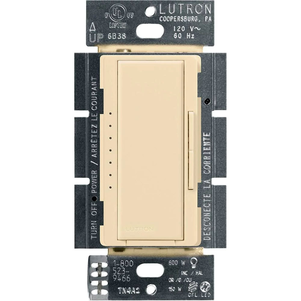 Lutron Maestro LED+ Dimmer Switch, 150W LED, Single Pole/Multi-Location, No Neutral Required,120V, MACL-153MH-IV, Ivory