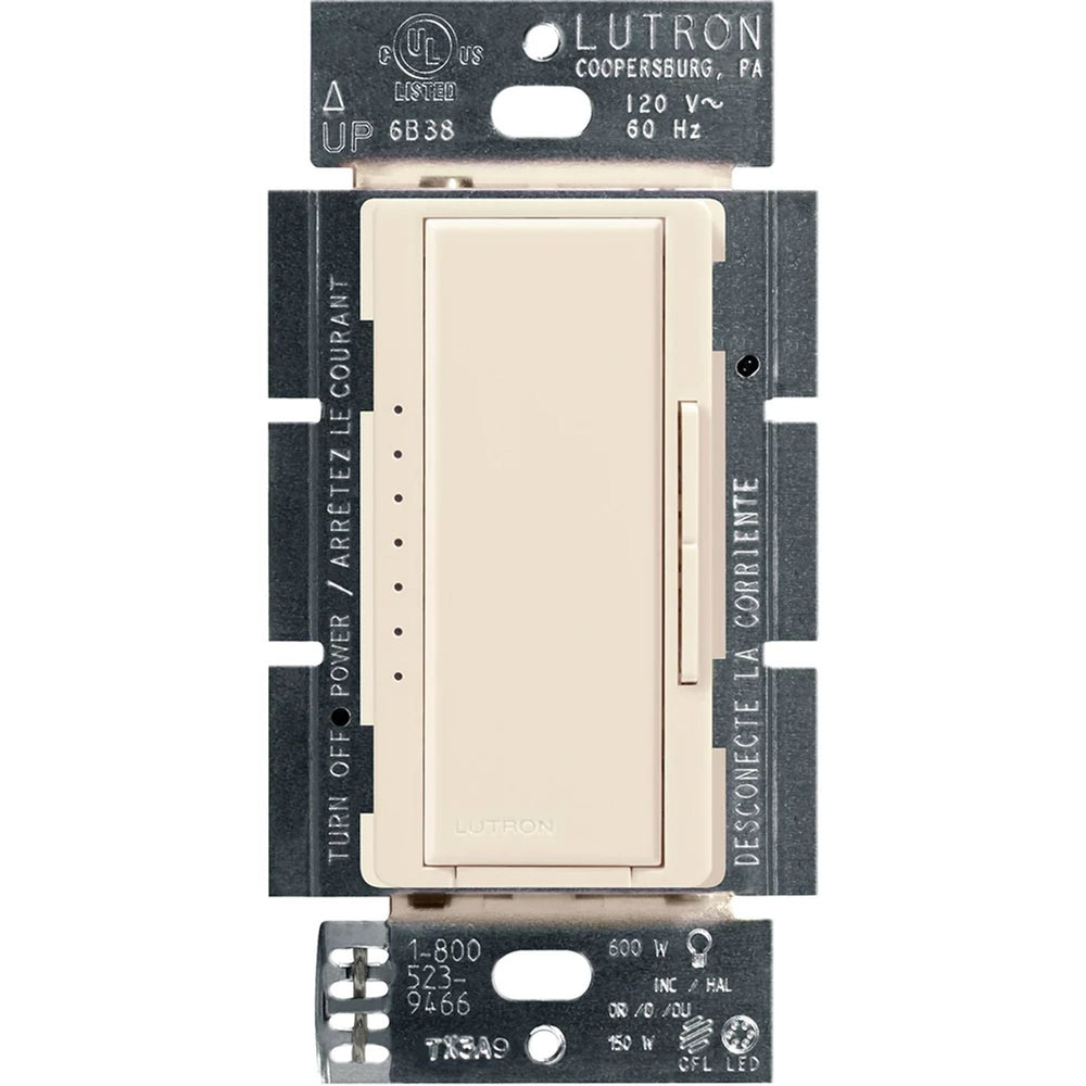 Lutron Maestro LED+ Dimmer Switch, 150W LED, Single Pole/Multi-Location, No Neutral Required,120V, MACL-153M-LA, Light Almond