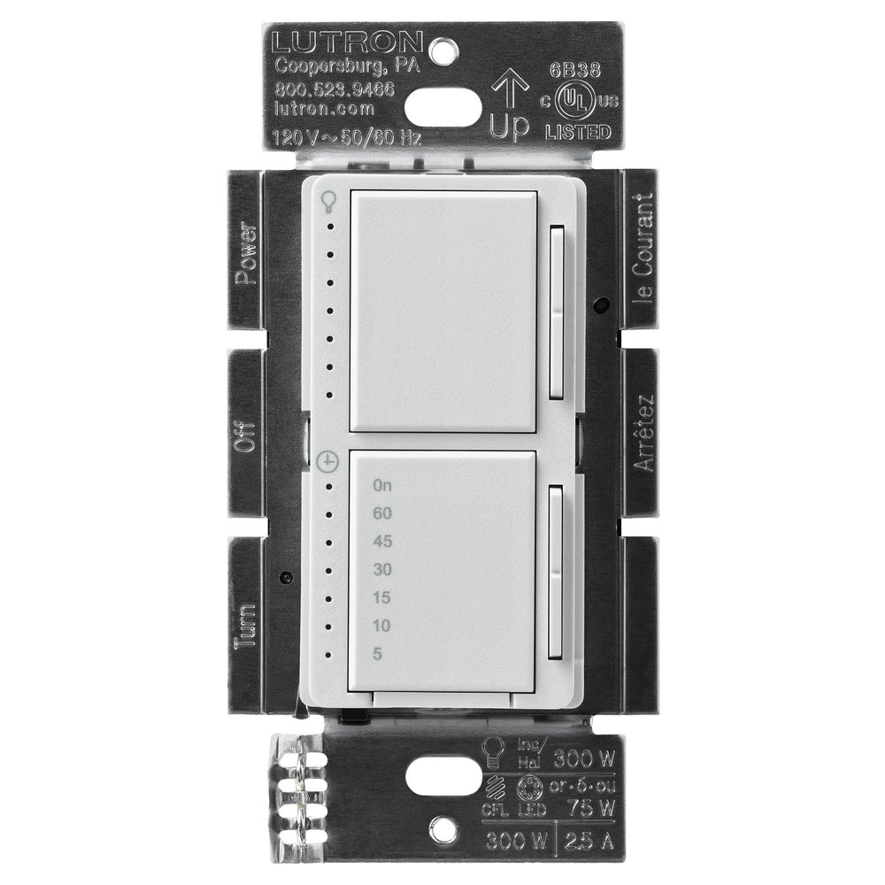 Lutron Maestro LED+ Dual Dimmer and Timer Switch, 75W LED Dimmer, 2.5A Timer, Single- Pole, MACL-L3T251-PD, Palladium