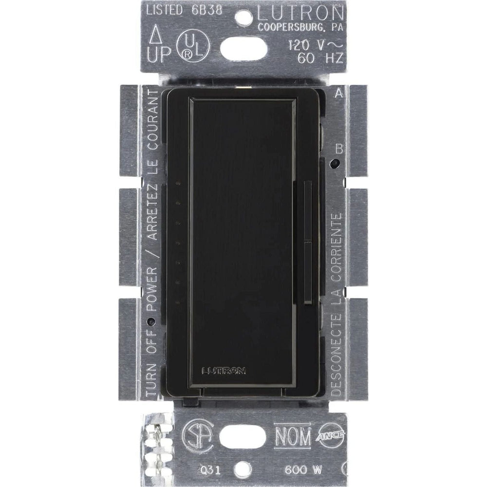 Lutron Maestro ELV Dimmer Switch, 600W, Single-Pole/Multi-Location, Neutral Required, 120V, MAELV-600-BL, Black