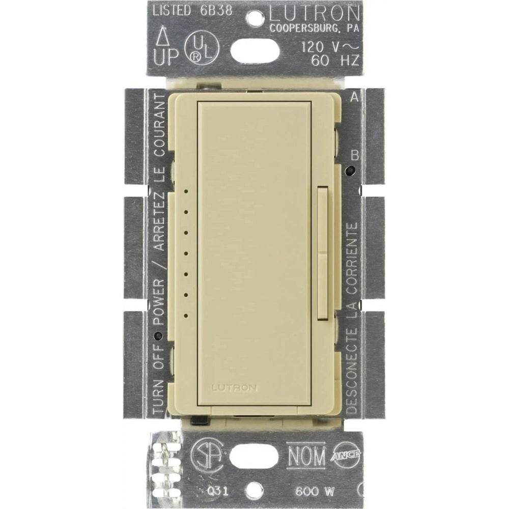 Lutron Maestro MLV Dimmer Switch, 450W (600VA), Single-Pole/Multi-Location, No Neutral Required, 120V, MALV-600-IV, Ivory