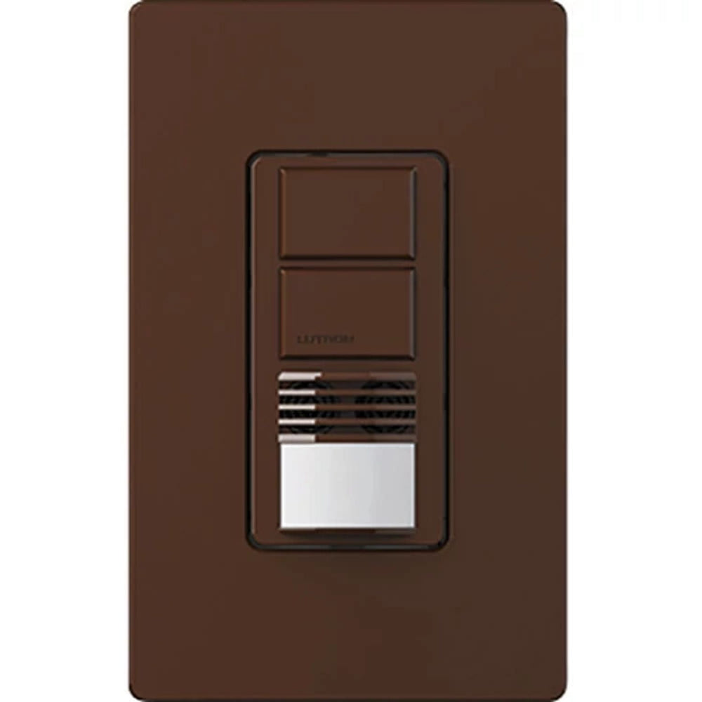 Lutron Maestro Dual Circuit Dual-Tech Motion Sensor Switch, 6A, 120-277V, Single Pole and 3-Way, Neutral Required, MS-B202-BR, Brown