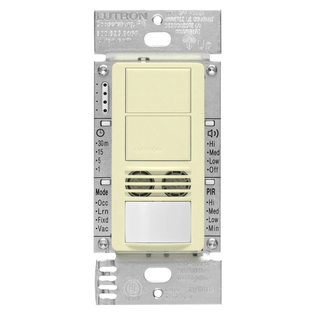Lutron Maestro Dual Circuit Dual-Tech Motion Sensor Switch, 6A, 120-277V, Single Pole and 3-Way, Neutral Required, MS-B202-LA, Light Almond