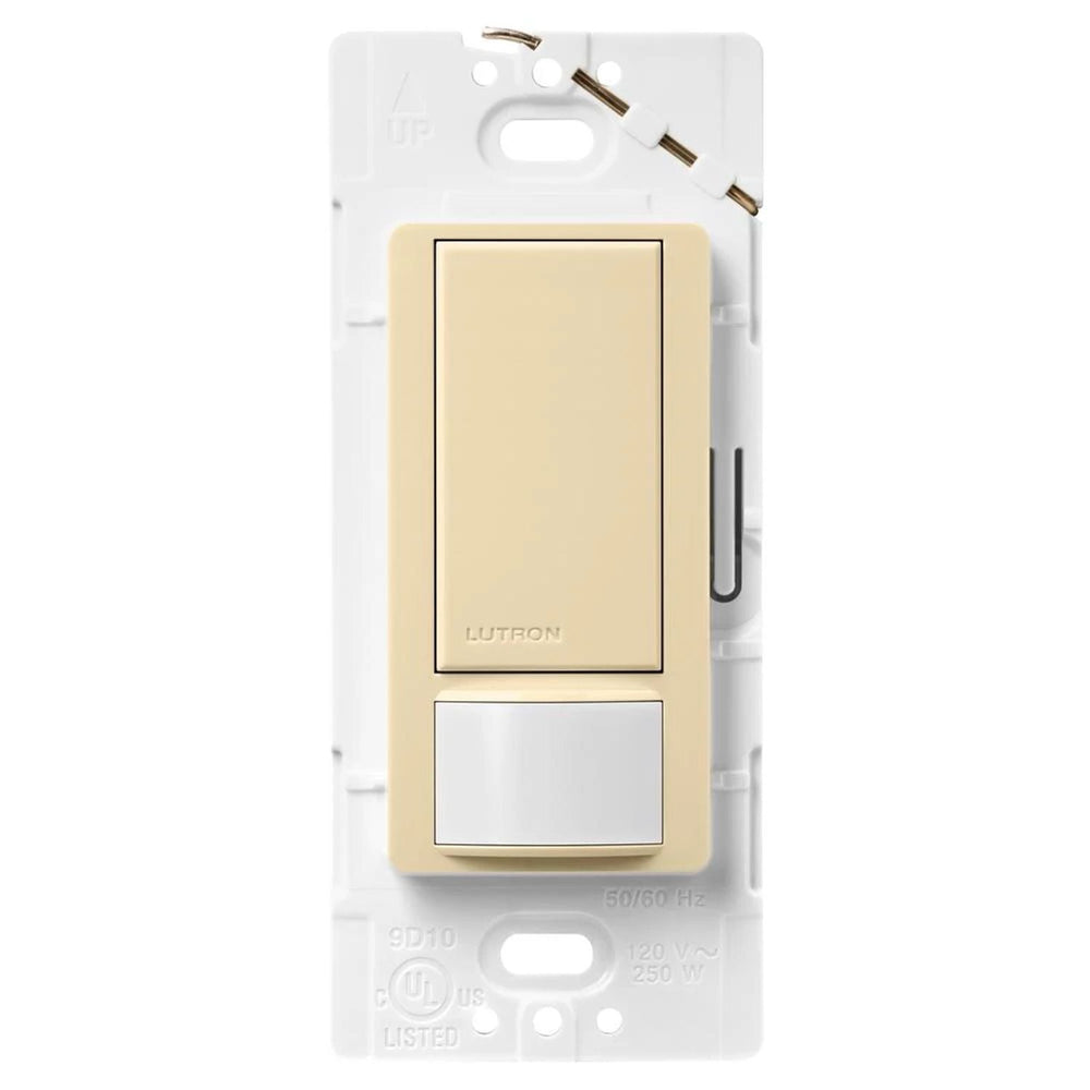 Lutron Maestro Motion Sensor Switch, Ground or Neutral Required, 2A Lighting, 120V, Single Pole, MS-OPS2H-IV, Ivory, Clamshell Packaging