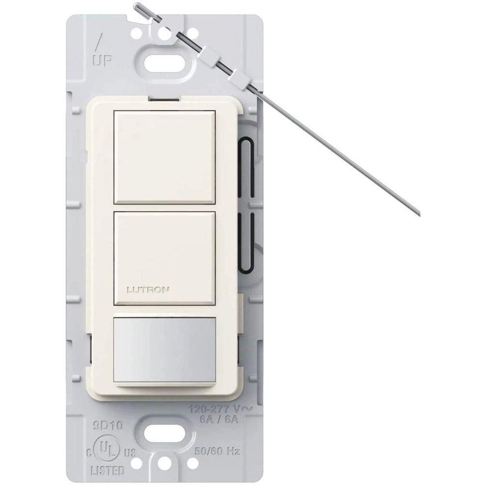 Lutron Maestro Dual Circuit Motion Sensor Switch, 6A Light/4.4A Fan, 120-277V, Dual Single Pole, Ground or Neutral Required, MS-OPS6-DDV-BI, Biscuit