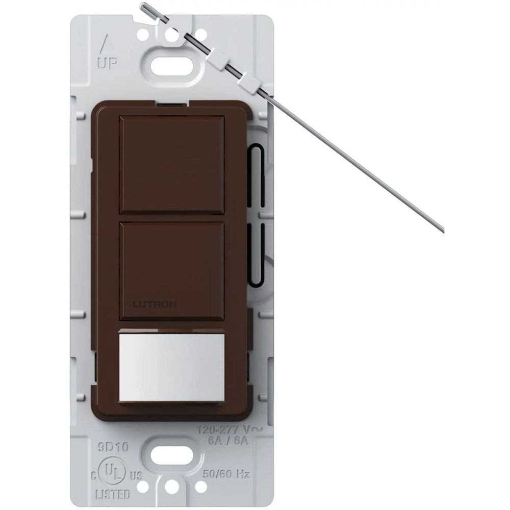 Lutron Maestro Dual Circuit Motion Sensor Switch, 6A Light/4.4A Fan, 120-277V, Dual Single Pole, Ground or Neutral required, MS-OPS6-DDV-BR, Brown