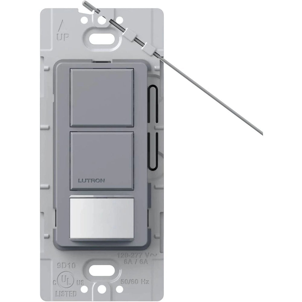 Lutron Maestro Dual Circuit Motion Sensor Switch, 6A Light/4.4A Fan, 120-277V, Dual Single Pole, Ground or Neutral Required, MS-OPS6-DDV-GR, Gray