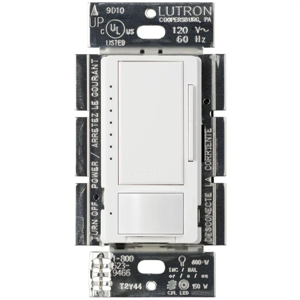 Lutron Maestro LED+ Motion Sensor Dimmer Switch, 150W LED, 120V, Single Pole/Multi-Location, MSCL-OP153MH-WH, White