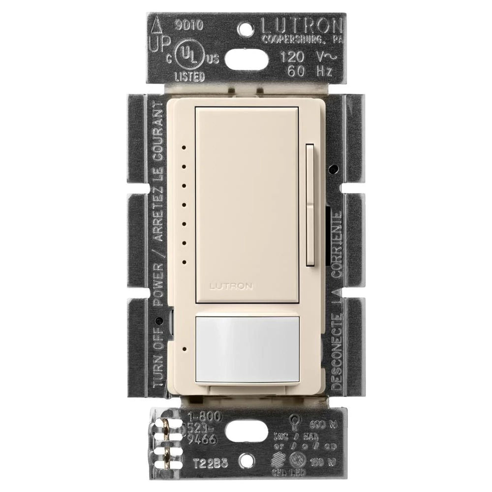 Lutron Maestro LED+ Motion Sensor Dimmer Switch, 150W LED, 120V, Single Pole/Multi-Location, MSCL-OP153MH-LA, Light Almond