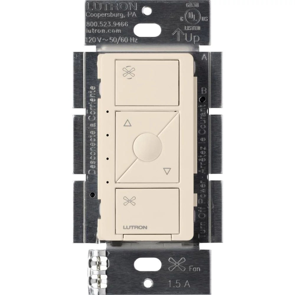 Lutron Caseta Original Smart Fan Speed Control Switch, 4-Speed, 1.5A Fan, Neutral Required, 120V, PD-FSQN-LA, Light Almond