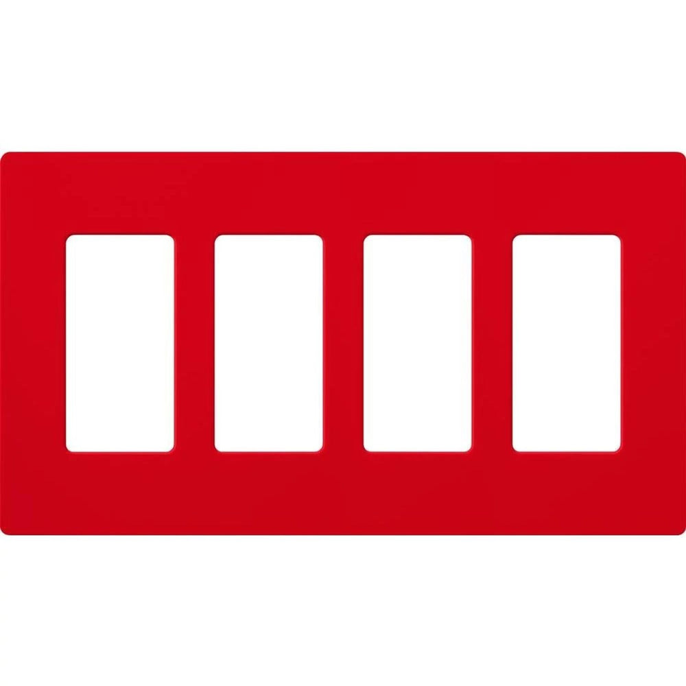 Lutron Claro 4 Gang Wall Plate for Decorator-Style Dimmers, Switches, and Outlets, Satin Finish, SC-4-SR, Signal Red