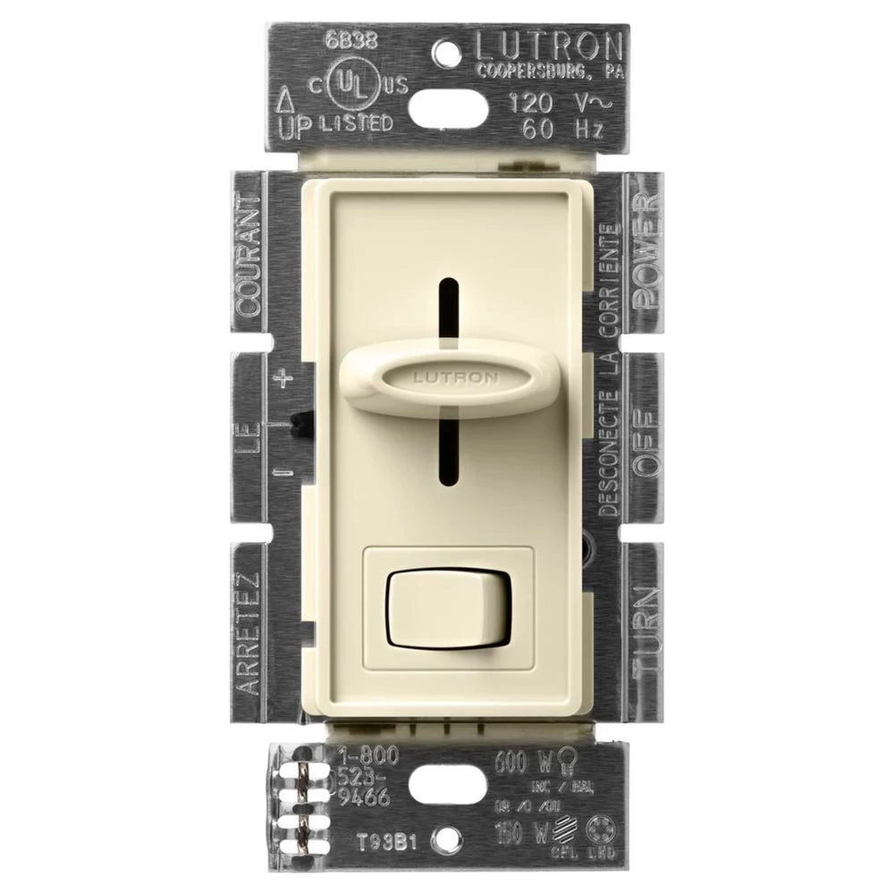 Lutron Skylark LED+ Dimmer Switch, No Neutral Required, 150W LED or 600W Inc/Hal, 120V, Single Pole/3-Way, SCL-153PH-AL, Almond