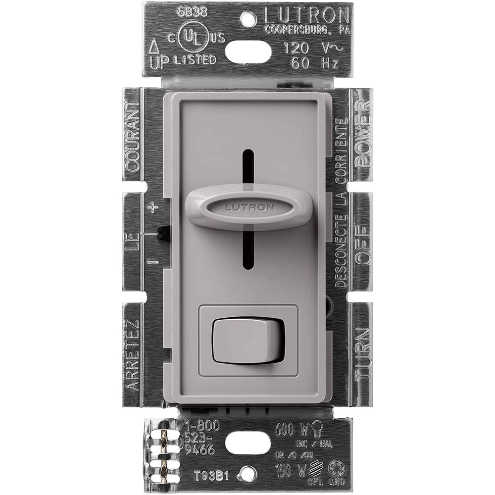 Lutron Skylark LED+ Dimmer Switch, No Neutral Required, 150W LED or 600W Inc/Hal, 120V, Single Pole/3-Way, SCL-153P-GR, Gray