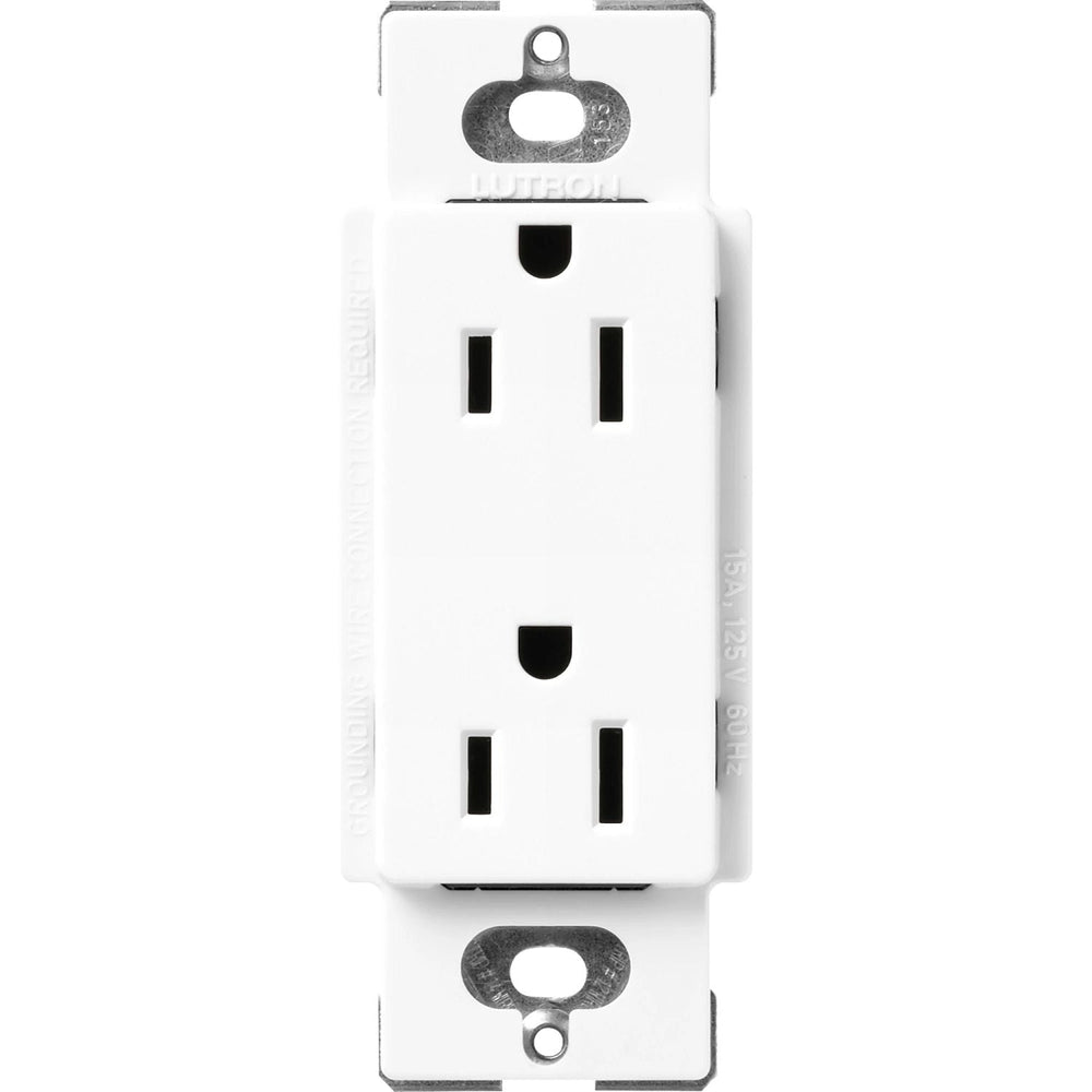 Lutron Claro 15A Duplex Receptacle, Decorator-Style Outlet, Satin Finish, SCR-15-BW, Brilliant White