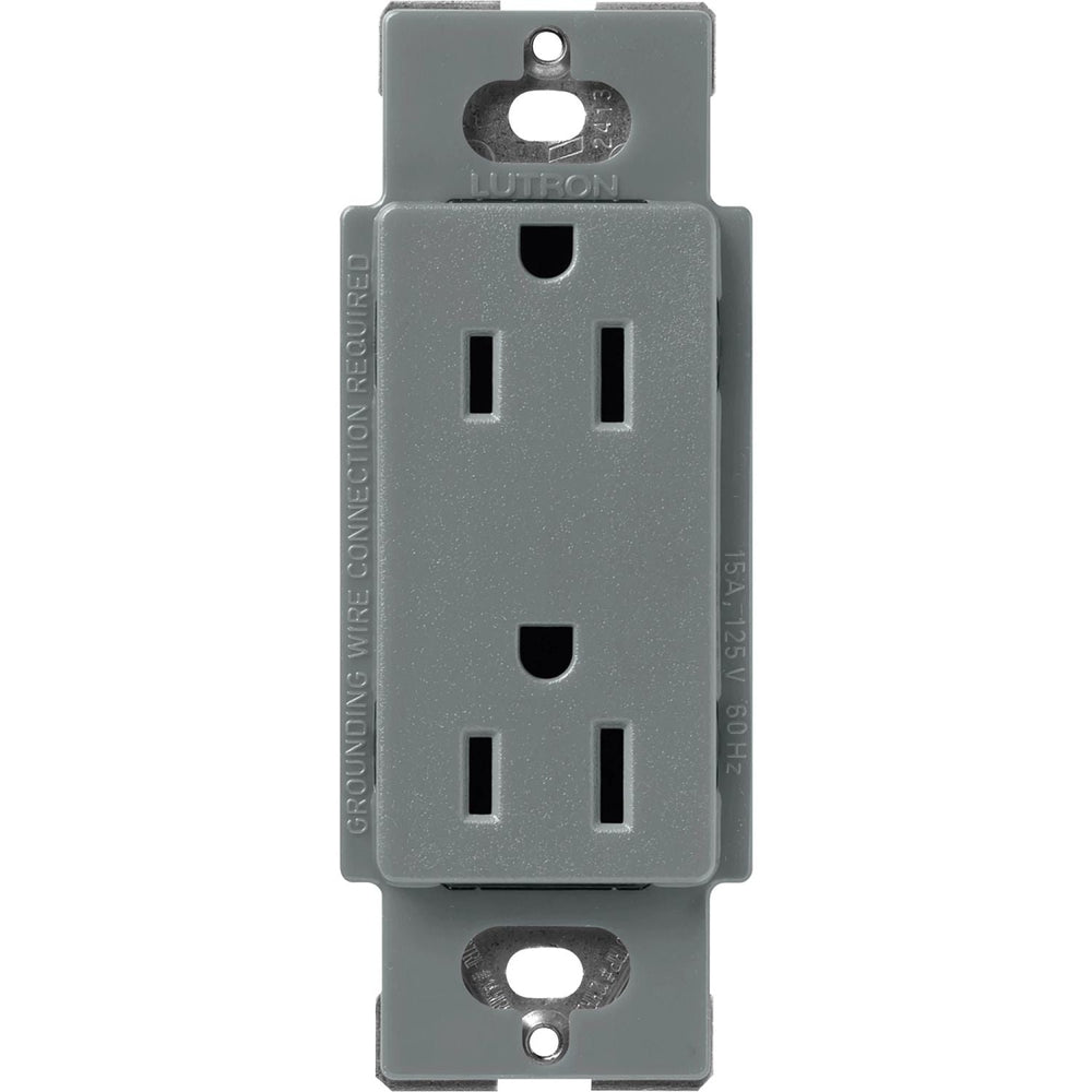Lutron Claro 15A Duplex Receptacle, Decorator-Style Outlet, Satin Finish, SCR-15-SL, Slate