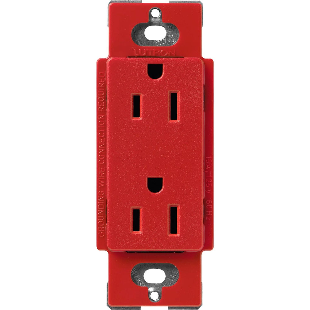 Lutron Claro 15A Duplex Receptacle, Decorator-Style Outlet, Satin Finish, SCR-15-SR, Signal Red