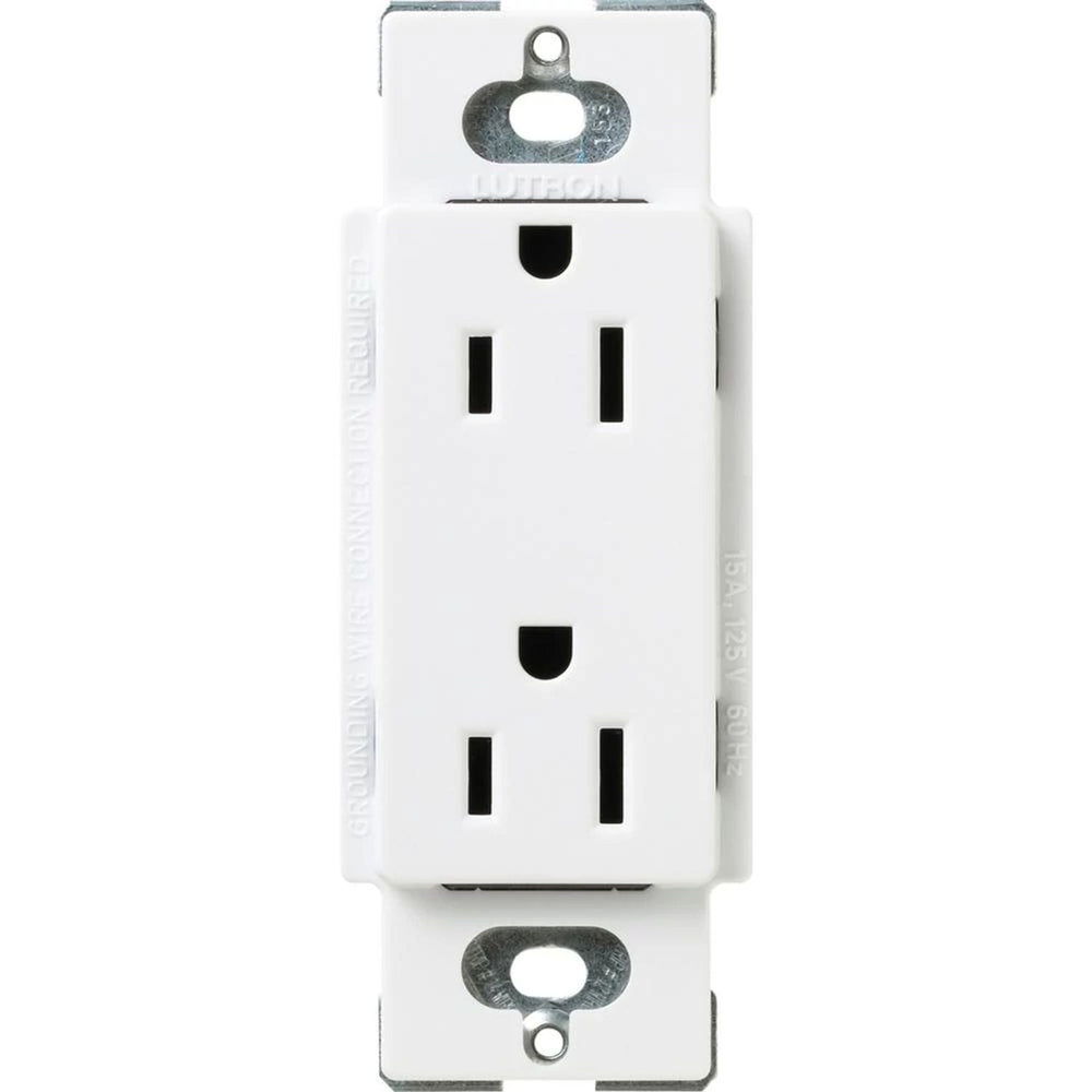 Lutron Claro 15A Duplex Receptacle, Decorator-Style Outlet, Satin Finish, SCR-15-SW, Snow White