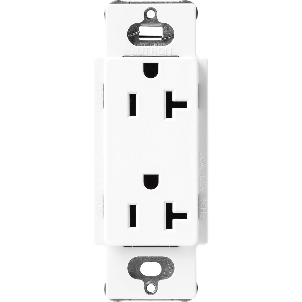 Lutron Claro 20A Duplex Receptacle, Decorator-Style Outlet, Satin Finish, SCR-20-BW, Brilliant White