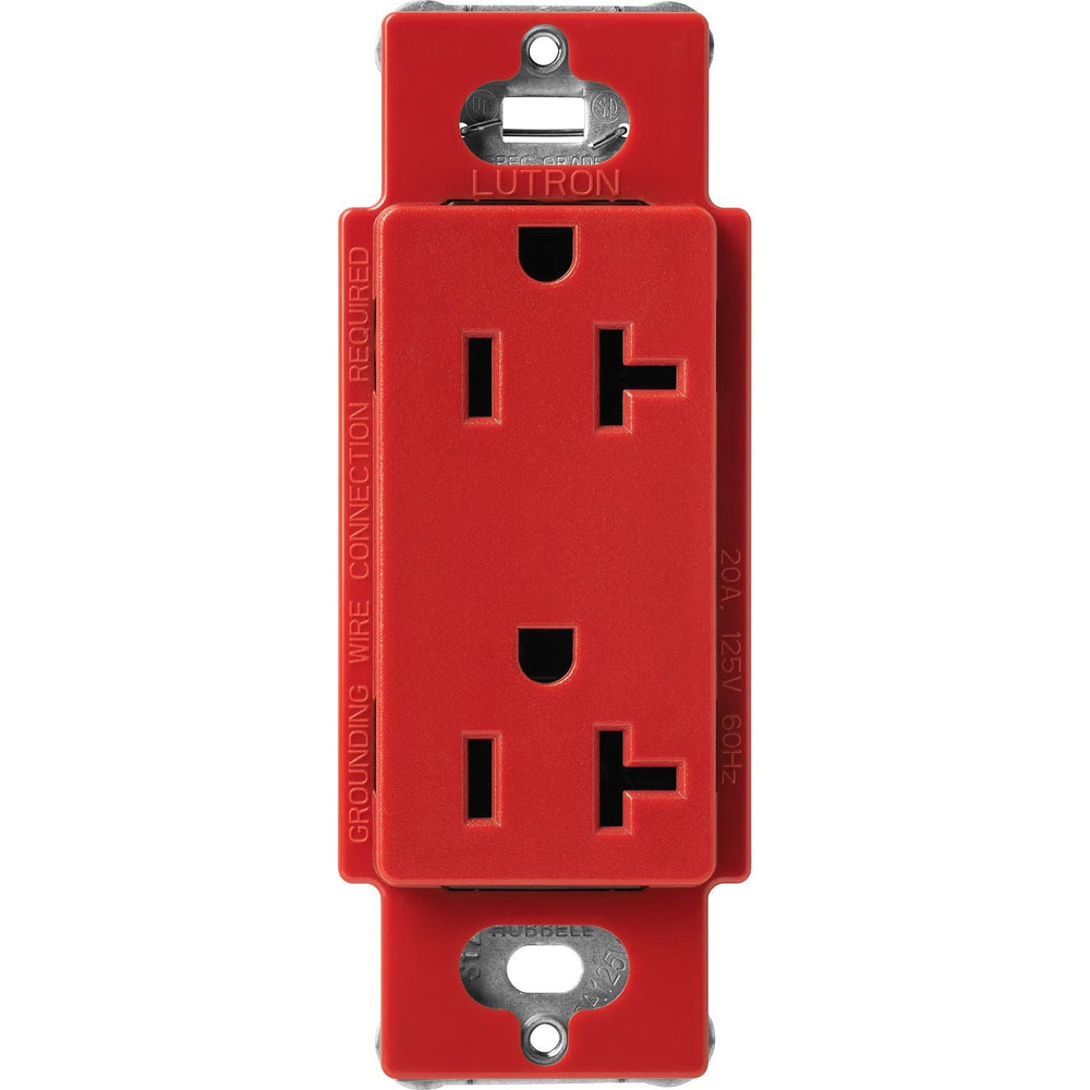 Lutron Claro 20A Duplex Receptacle, Decorator-Style Outlet, Satin Finish, SCR-20-SR, Signal Red