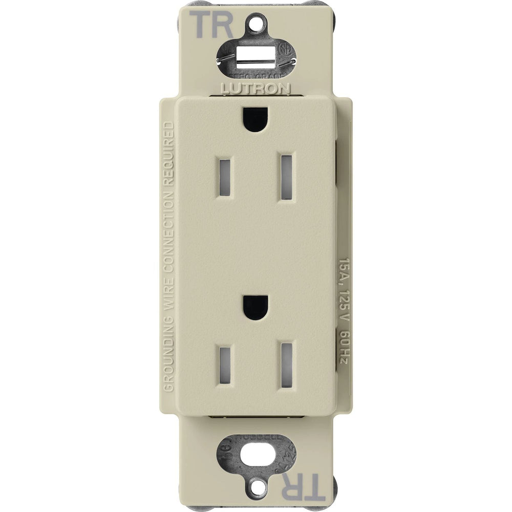 Lutron Claro 15A Tamper-Resistant Duplex Receptacle, Decorator-Style Outlet, Satin Finish, SCRS-15-TR-CY, Clay