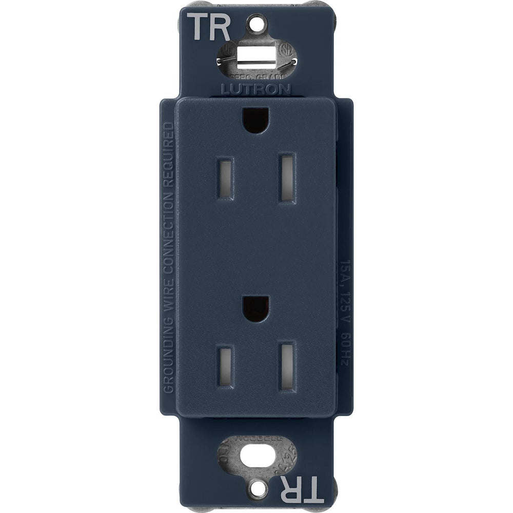 Lutron Claro 15A Tamper-Resistant Duplex Receptacle, Decorator-Style Outlet, Satin Finish, SCRS-15-TR-DE, Deep Sea
