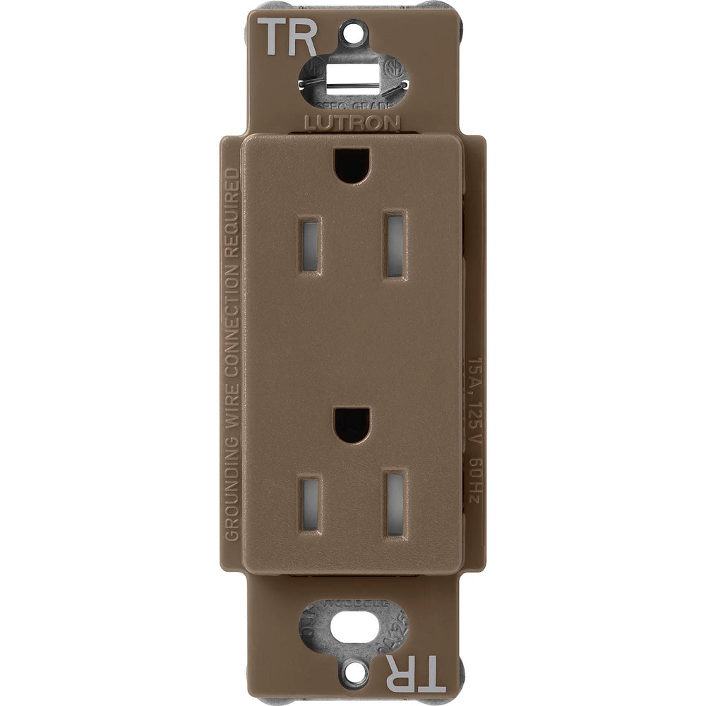 Lutron Claro 15A Tamper-Resistant Duplex Receptacle, Decorator-Style Outlet, Satin Finish, SCRS-15-TR-EP, Espresso