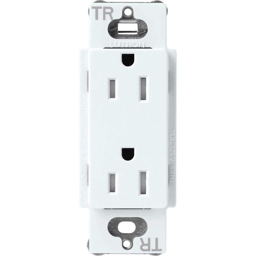 Lutron Claro 15A Tamper-Resistant Duplex Receptacle, Decorator-Style Outlet, Satin Finish, SCRS-15-TR-GL, Glacier White
