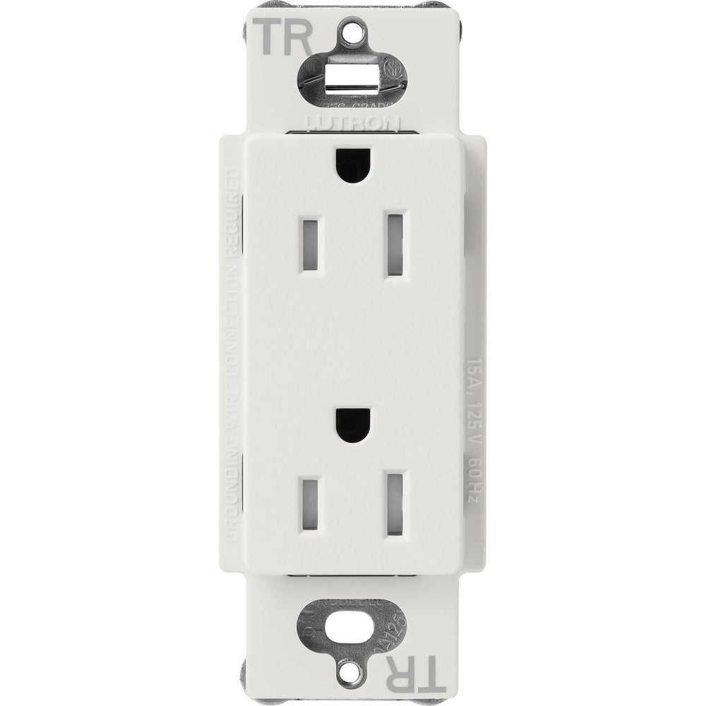Lutron Claro 15A Tamper-Resistant Duplex Receptacle, Decorator-Style Outlet, Satin Finish, SCRS-15-TR-LG, Lunar Gray