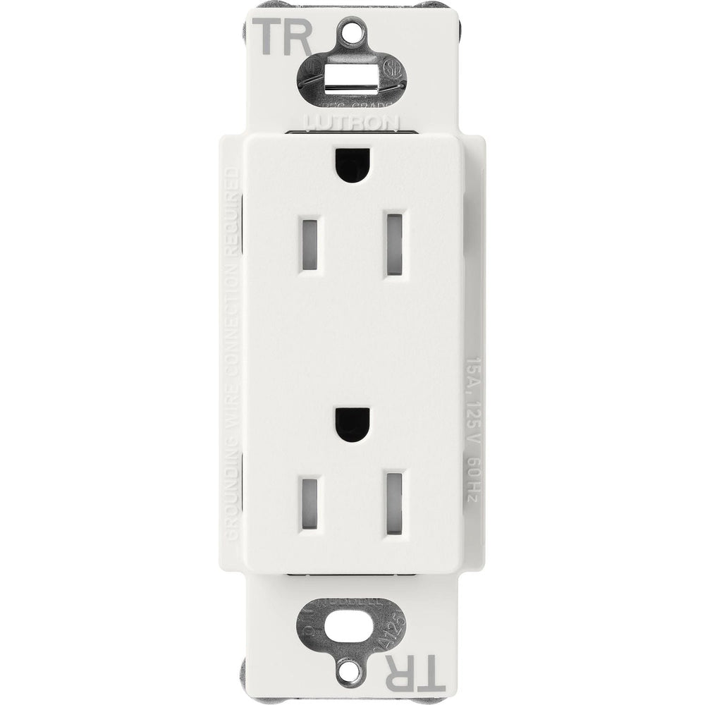 Lutron Claro 15A Tamper-Resistant Duplex Receptacle, Decorator-Style Outlet, Satin Finish, SCRS-15-TR-RW, Architectural White