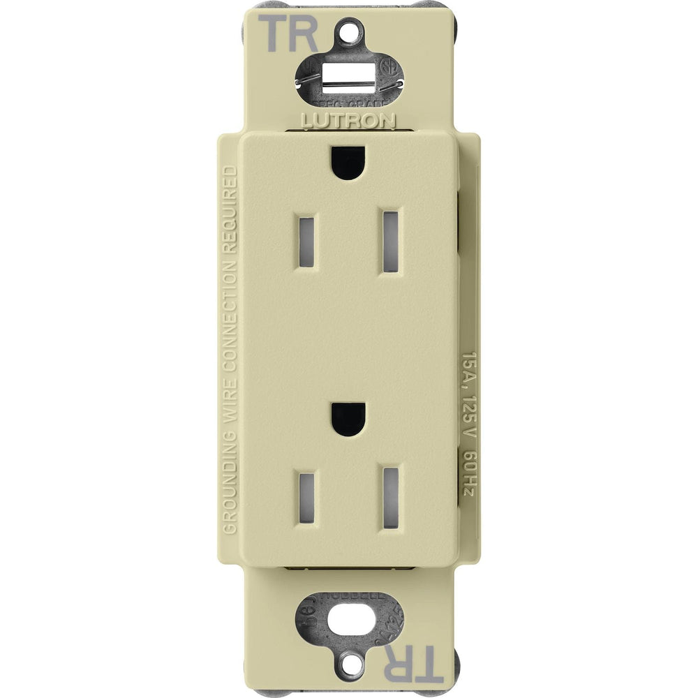 Lutron Claro 15A Tamper-Resistant Duplex Receptacle, Decorator-Style Outlet, Satin Finish, SCRS-15-TR-SA, Sage