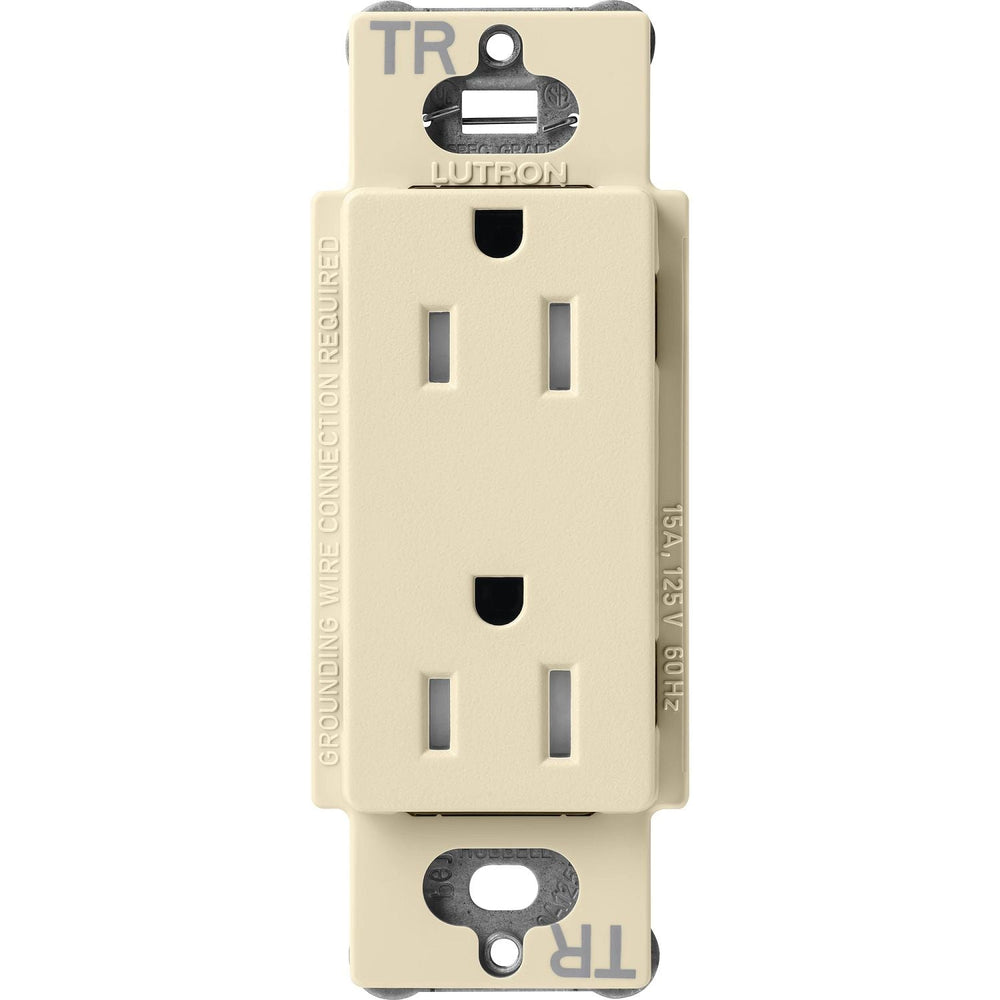 Lutron Claro 15A Tamper-Resistant Duplex Receptacle, Decorator-Style Outlet, Satin Finish, SCRS-15-TR-SD, Sand