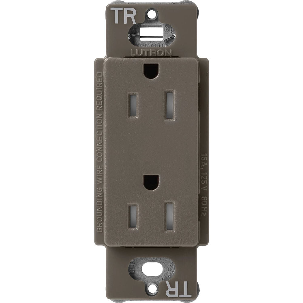 Lutron Claro 15A Tamper-Resistant Duplex Receptacle, Decorator-Style Outlet, Satin Finish, SCRS-15-TR-TF, Truffle