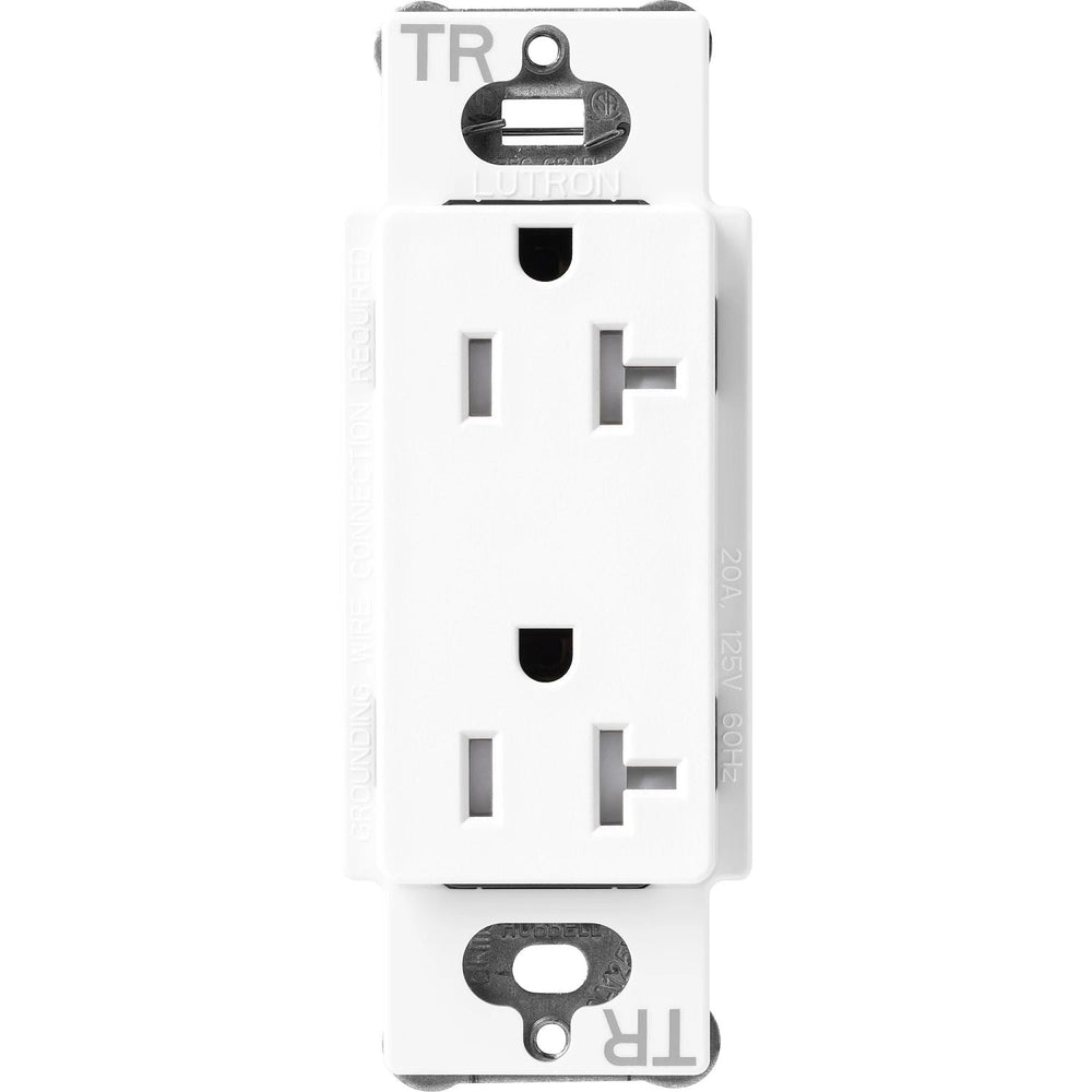 Lutron Claro 20A Tamper-Resistant Duplex Receptacle, Decorator-Style Outlet, Satin Finish, SCRS-20-TR-BW, Brilliant White