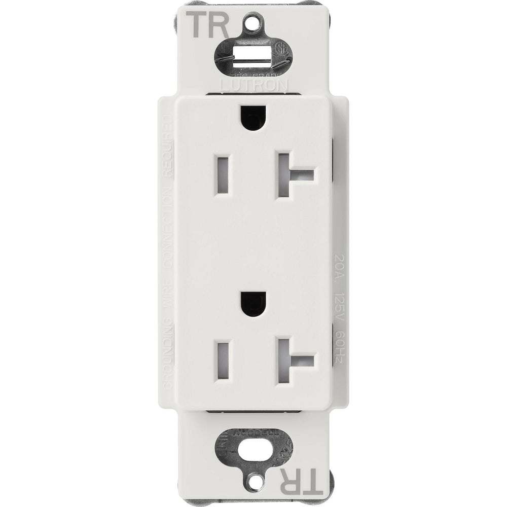 Lutron Claro 20A Tamper-Resistant Duplex Receptacle, Decorator-Style Outlet, Satin Finish, SCRS-20-TR-LG, Lunar Gray