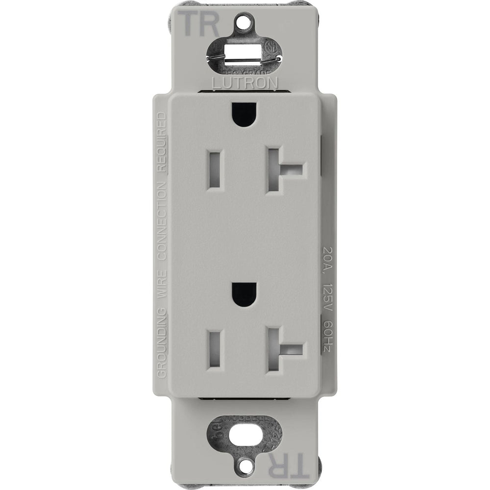 Lutron Claro 20A Tamper-Resistant Duplex Receptacle, Decorator-Style Outlet, Satin Finish, SCRS-20-TR-PB, Pebble